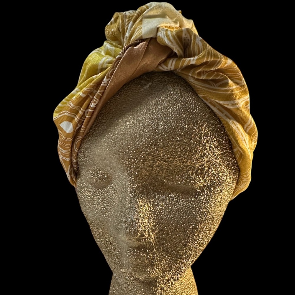 Sassy Jones Gold & Brown Satin-Lined Turban